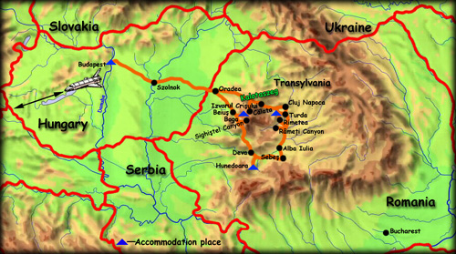 'Around the Western Carpathians' map - click to zoom