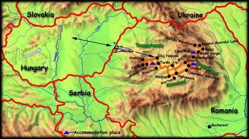 'Heart of Romania' map - click to zoom