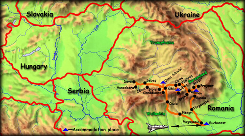 'Heritage of southern Transylvania' map - click to zoom
